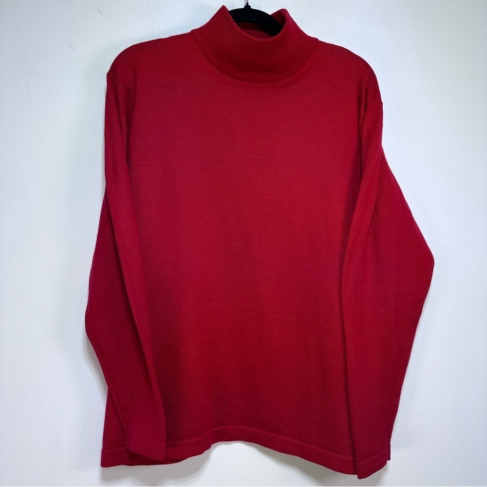 Evan Picone | Wool Blend Mock Neck Sweater in Burnt Red | Relaxed Fit